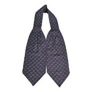 ALCIONE Blue Geometric Silk ASCOT CRAVAT ITALY 47"/ 6" EC